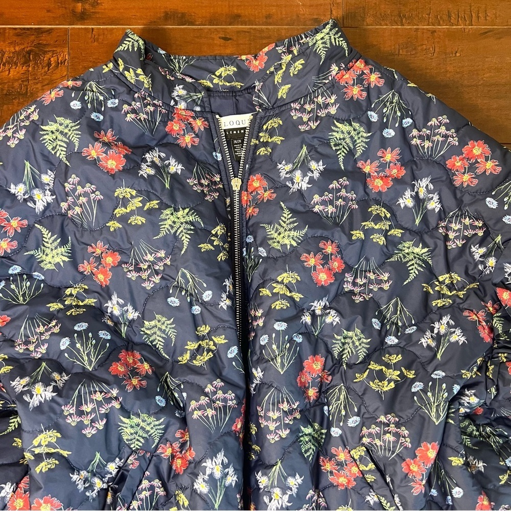 ELOQUII Elements Floral Quilted Puffer Bomber Jacket Ruffle Sleeve Size 26 / 28 - Picture 6 of 15